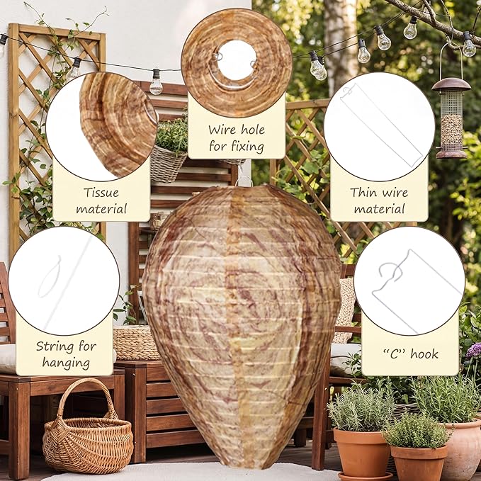 Honoson 4 Pieces Waterproof Hanging Lantern for Home Garden Yard Outdoors (Orange,Sandy Brown)