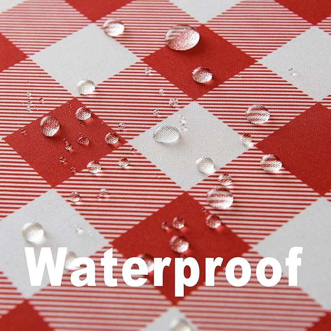 Waterproof Plaid Tablecloth Fabric - Round 90 Inch Classic Gingham Checker Table Cloth for Indoor/Outdoor Use - Buffalo Table Cover for Picnics, BBQs, and Parties