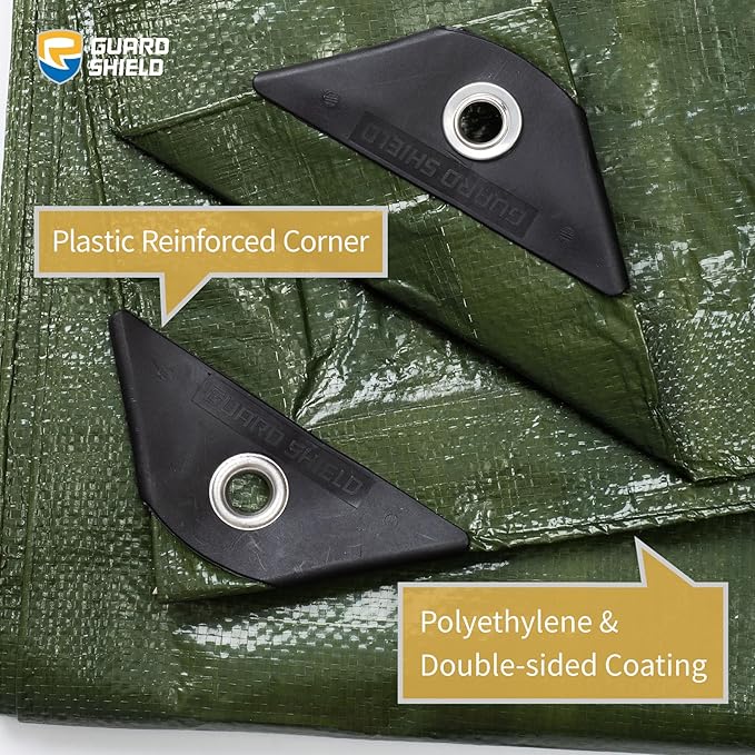 GUARD SHIELD Green Tarp Waterproof 6x6 Feet Medium Duty All Purpose Poly Tarps Cover 7mil