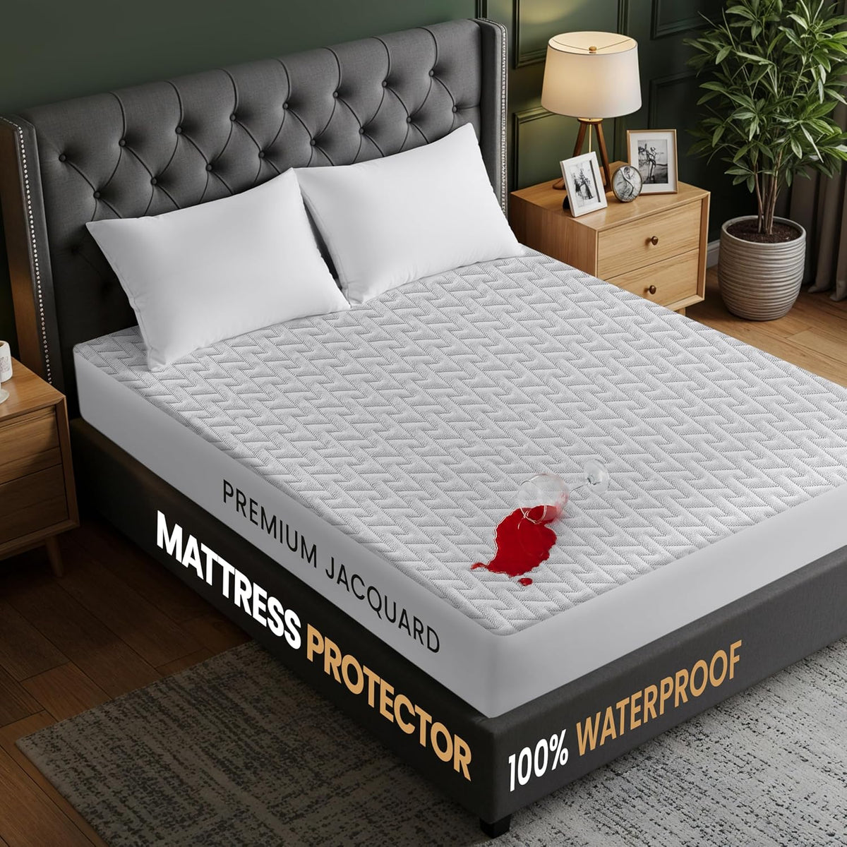 Utopia Bedding Waterproof Mattress Protector Queen Size, Premium 3D Air Soft Fabric Mattress Cover, Fits 17 Inches Deep, Breathable, Fitted Style with Stretchable Pockets