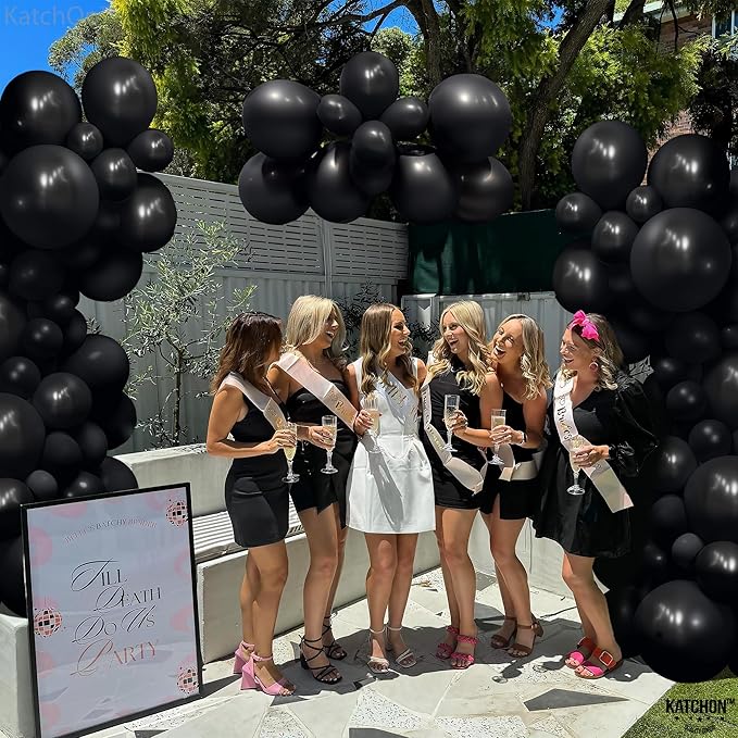 KatchOn, Black Balloons Arch Kit - Pack of 97 | Black Balloon Different Sizes for Birthday Decoration | Halloween Balloons for Halloween Decorations | Anniversary, New Year Decorations