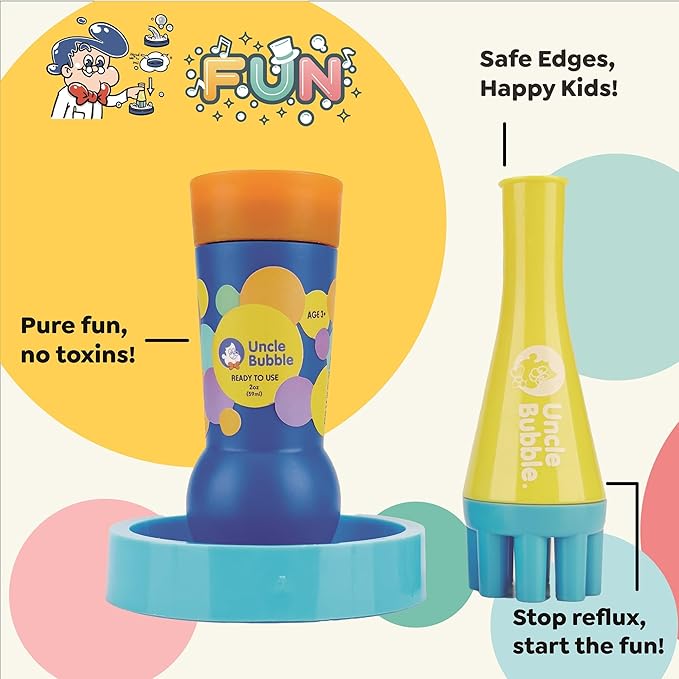 Uncle Bubble Blower for Kids and Toddlers, Uncle Bubble Mini Bubble Blower Makes Thousands of Bubbles Ease, Durable Outdoor Toy