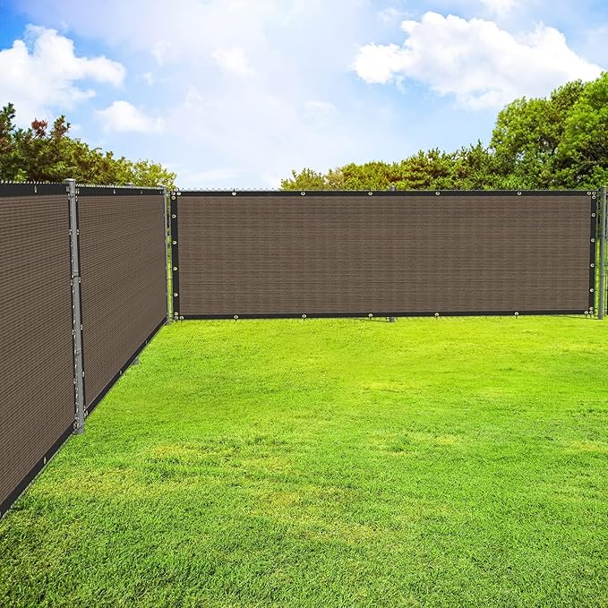 ECOOPTS 8'x178' Privacy Fence Screen Windscreen with Copper Grommets, Fit for Commercial Fence and Residential Garden Outdoor 90% UV Blockage, Cable Zip Ties Included (Brown)