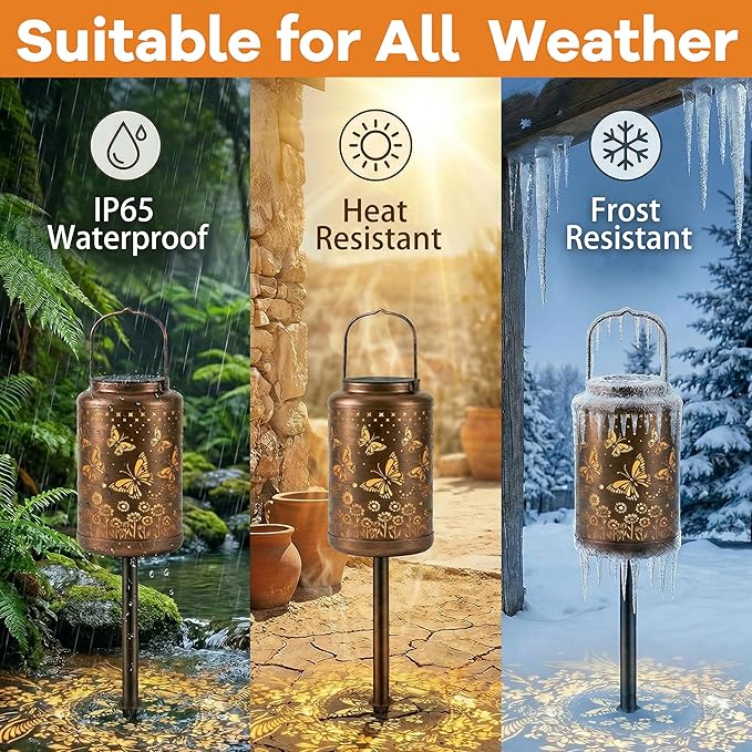 Butterfly Solar Lanterns Outdoor Waterproof,Birthday Gifts for Women Mom Grandma,Decorative Hanging Garden Decor for Yard, Patio, Backyard, Porch