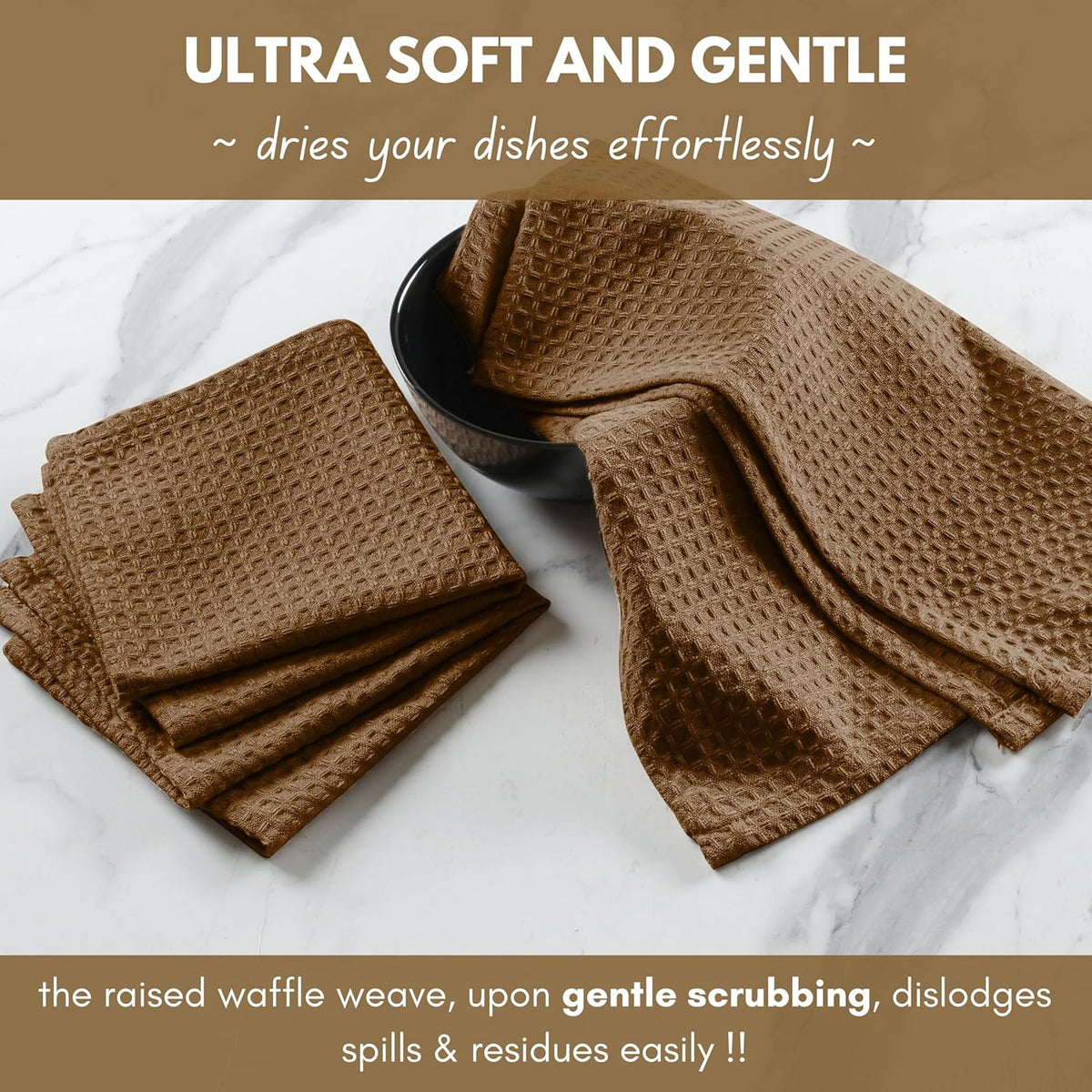 Native Fab Cotton Dish Towel & Dishcloths 8 Piece Set - Soft, Absorbent, Durable, Washable, Fast Drying Towels for Cleaning, Cooking, Baking