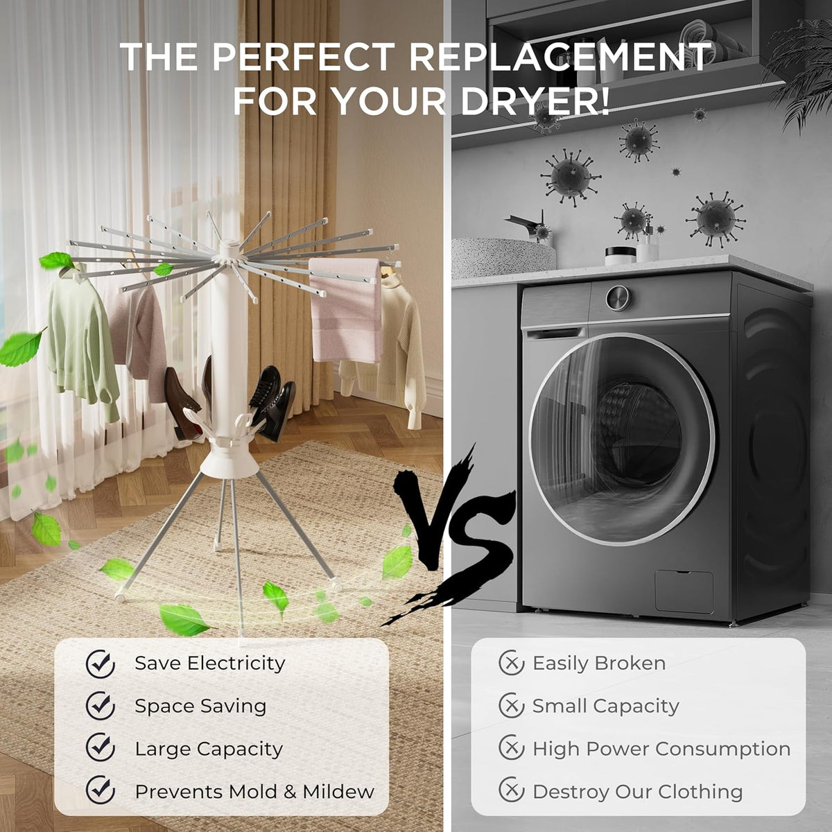 Clothes Drying Rack Foldable, Portable 4-Legged Laundry Drying Racks, Shoe Dryer Rack