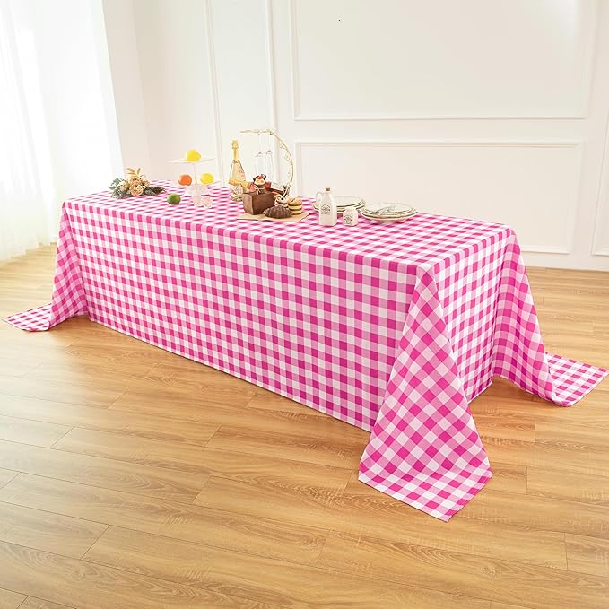 Classic Gingham Buffalo Tablecloth Fabric - Oblong 90x156 Inch Water Proof Checkered Table Cloth for Indoor Outdoor - Table Cover for Birthday, Picnics, BBQs, and Parties