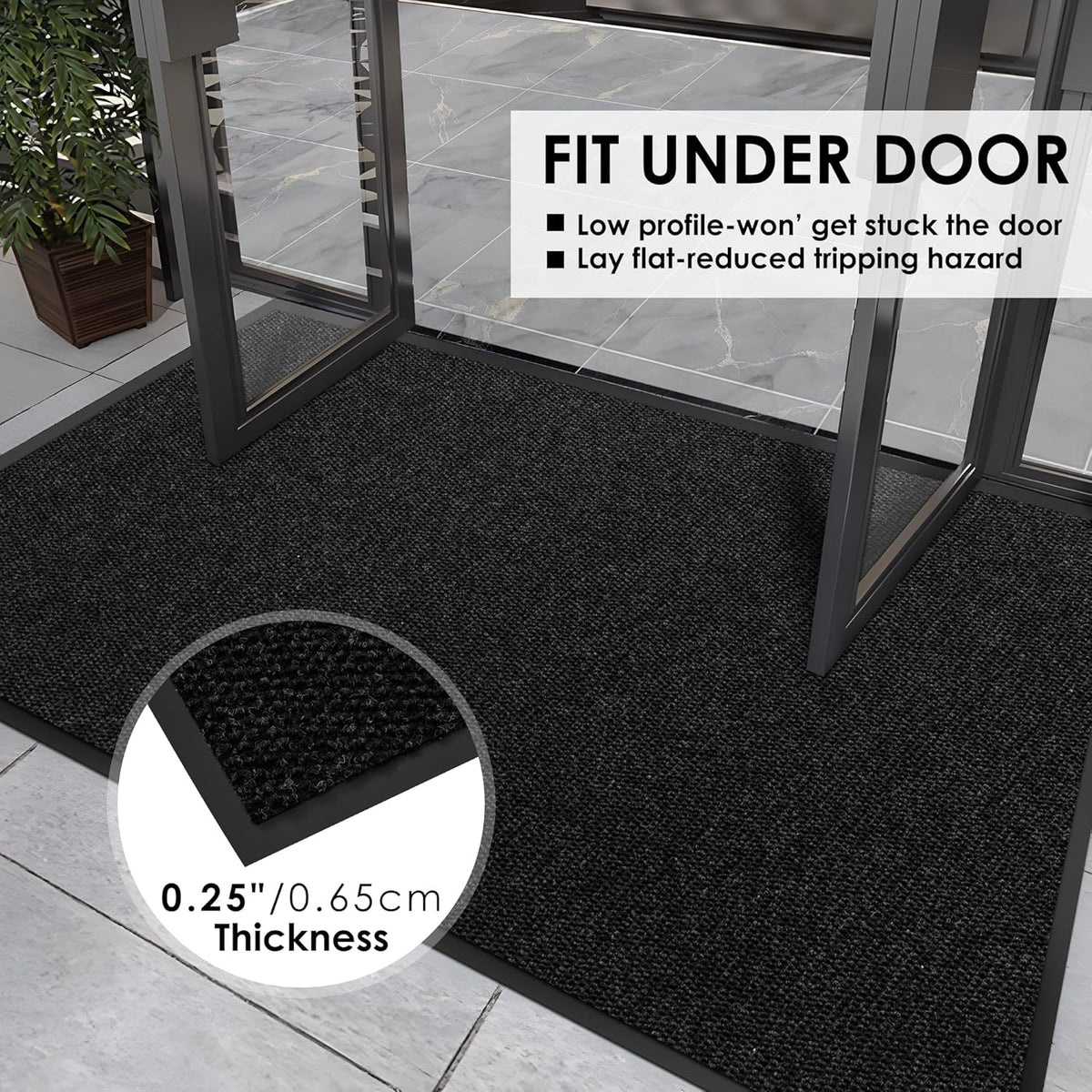 3′ x 52′ Front Door Mat Indoor Outdoor Entrance, Commercial Floor Mat Heavy Duty Dirt Trapper Entryway Doormat, Custom Size Non Slip Rubber Backing Welcome mat, Door Mat for High Traffic Area