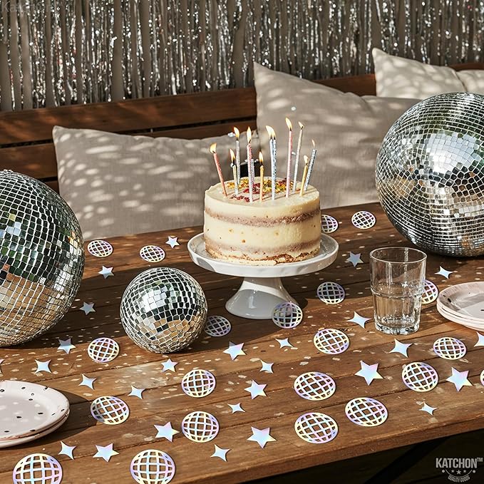 KatchOn, 200Pcs Holographic Disco Confetti Iridescent Disco Ball Confetti for Graduation Party Supplies 2026 Prom Day Decorations Graduation Decorations 2026 Disco Table Decor