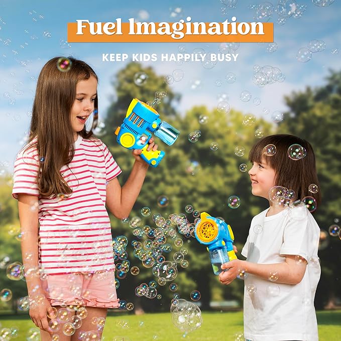 JOYIN Sloosh Kids Bubble Gun Machine with Refill Solution, 2 in 1 Automatic Bubble Maker Guns for Toddlers 1-3 Kids 4-8, Outdoor Toy, Adults, Party, Easter, Gift