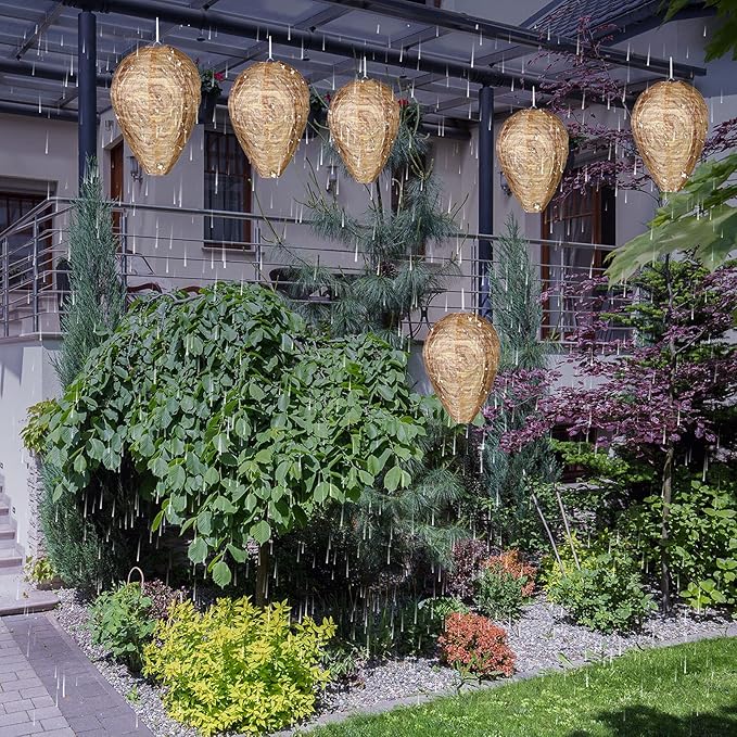 Honoson 8 Pcs Waterproof Hanging Lantern for Home Garden Yard Outdoors (Sandy Brown)