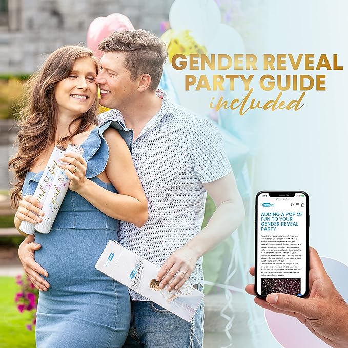 PrimePure Gender Reveal Confetti Cannon - Butterfly Shaped Confetti Poppers - Blue, 2 Pack - Baby Boy Gender Reveal Party Poppers Shooters - Blue Paper Butterflies Baby Shower Party Supplies Pop Gun