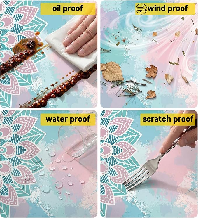 Picnic Table Cover with Bench Covers Waterproof Elastic Rectangle Reusable Folding Tablecloth Mantelería Manteles Camping Essentials Rv Car Travel Supplies Table Cloth Outdoor Road Trip Camper Gifts