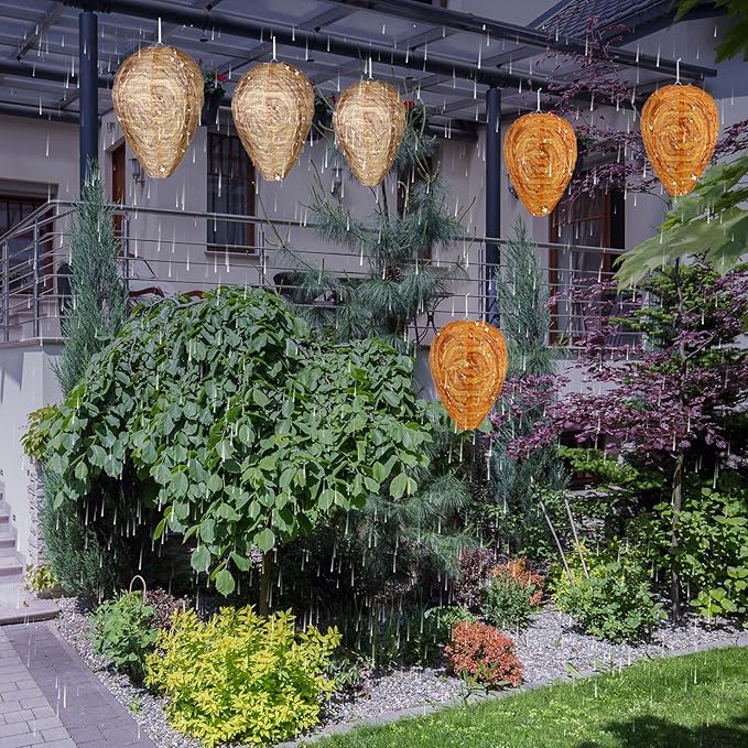Honoson 6 Pcs Waterproof Hanging Lantern for Home Garden Yard Outdoors (Orange,Sandy Brown)