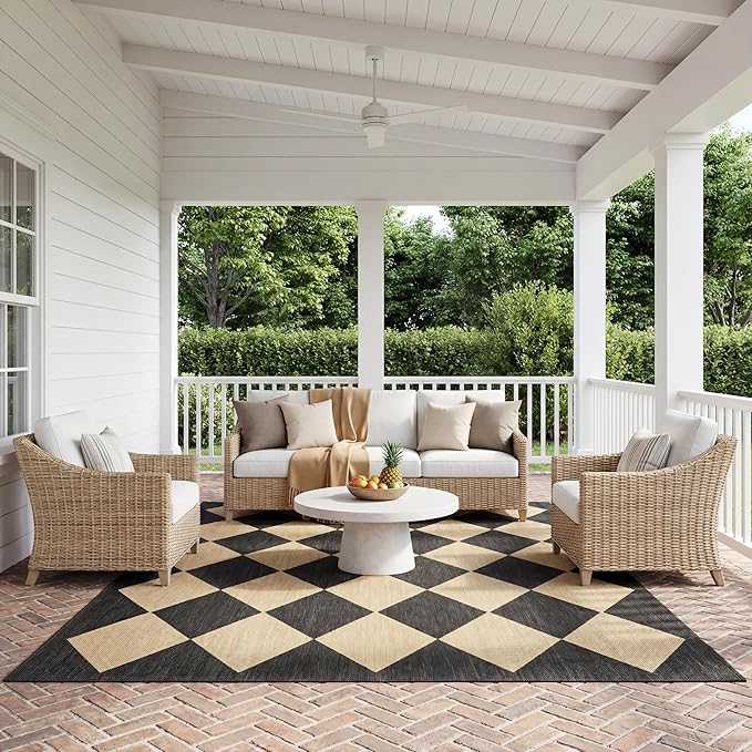 Nuloom Outdoor Performance Collection Sabina Dark Grey/Ivory, 2' x 3', Soft, High Traffic, Stain Resistant, Easy Clean, Durable Area Rug for Indoor/Outdoor Patio, Deck, Porch, Garden, Courtyard