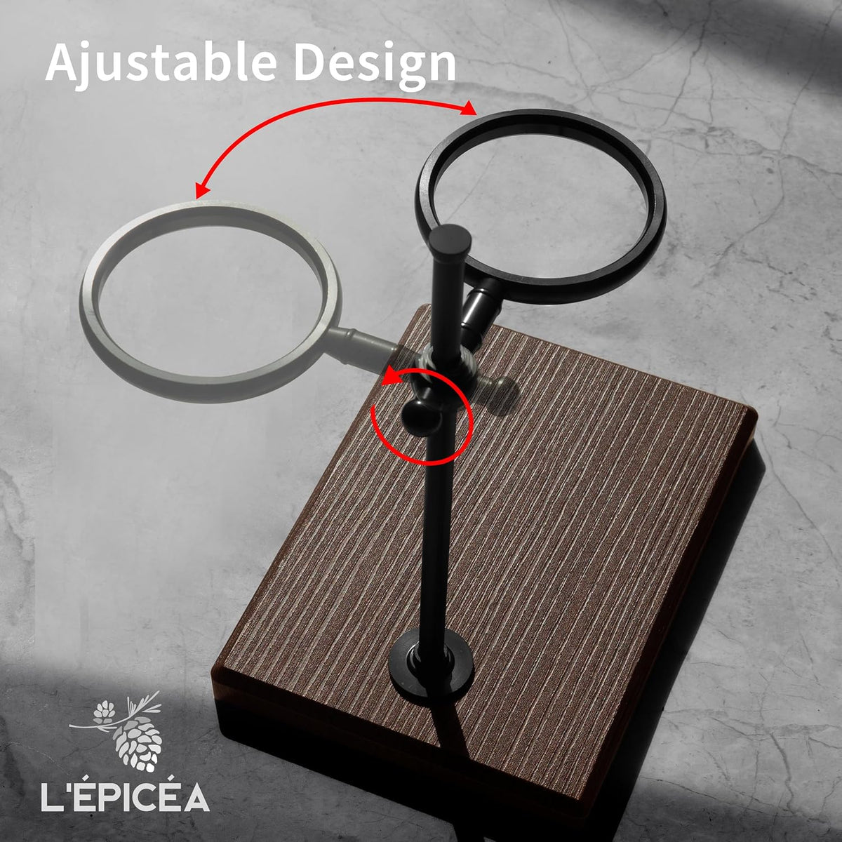 L'ÉPICÉA Pour Over Coffee Maker Set, Pour Over Coffee Maker with Stand, Adjustable Stainless Steel Stand, Wooden Base, Paper Filters