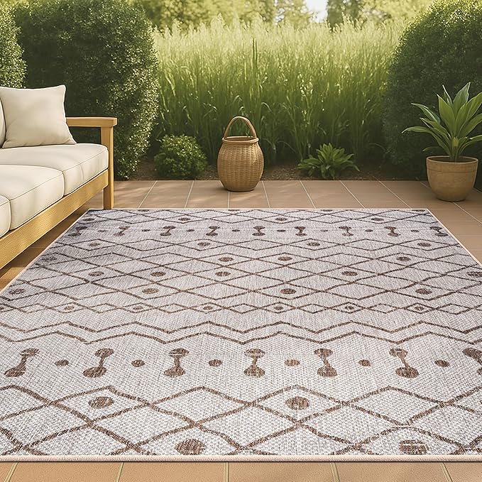 JONATHAN Y Tribal Bohemian Indoor Outdoor Area Rug 3X5 Beige/Brown, Nokat for Backyard, Patio, Porch, Easy-Cleaning, High Traffic, Pet-Friendly, Non-Shedding (SMB131A-3)