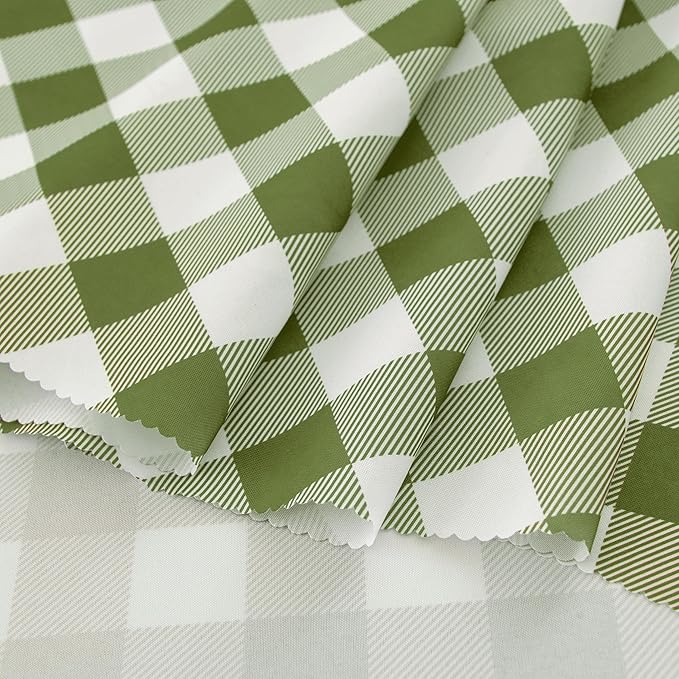 Waterproof Plaid Tablecloth Fabric - Round 108 Inch Classic Gingham Checker Table Cloth for Indoor/Outdoor Use - Buffalo Table Cover for Picnics, BBQs, and Parties