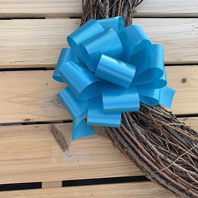 Turquoise Decorative Gift Pull Bows - 5" Wide, Set of 10, Christmas, Gift Bows, Spring, Wreath, Swag, Garland, Gift Basket, Presents, Birthday, Fundraiser, Summer, Easter