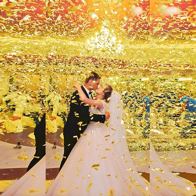 Sumind 200 Grams Large Gold Confetti Foil Glitter Metallic Shredded Paper Filler Throwable Scatter Table Party Confetti for Wedding Graduation Birthday Baby Shower Celebrations Xmas Party Decor