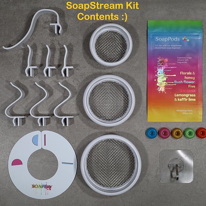SoapStream Easy to Use Clip-On and Clip-Off Scented Soap Dispenser Showerhead - Elevate Your Shower Experience