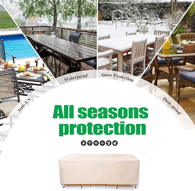 F&J Outdoors Waterproof Anti-UV Heavy Duty Rip-stop Fabric Extra Large Patio Furniture Covers, 140"x86"