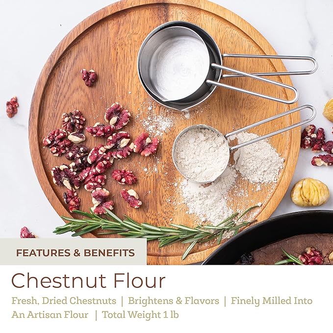 Fresh & Wild, Chestnut Flour, Finely Ground Dried Chestnuts, Gluten-Free Artisan Flour For Baking, Healthy, Paleo Alternative To Wheat Flours, 16 oz