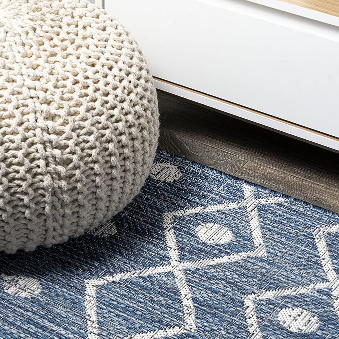 JONATHAN Y Tribal Bohemian Indoor Outdoor Runner Rug 2X10 Blue/Ivory, Nokat for Backyard, Patio, Porch, Easy-Cleaning, High Traffic, Pet-Friendly, Non-Shedding (SMB131C-210)