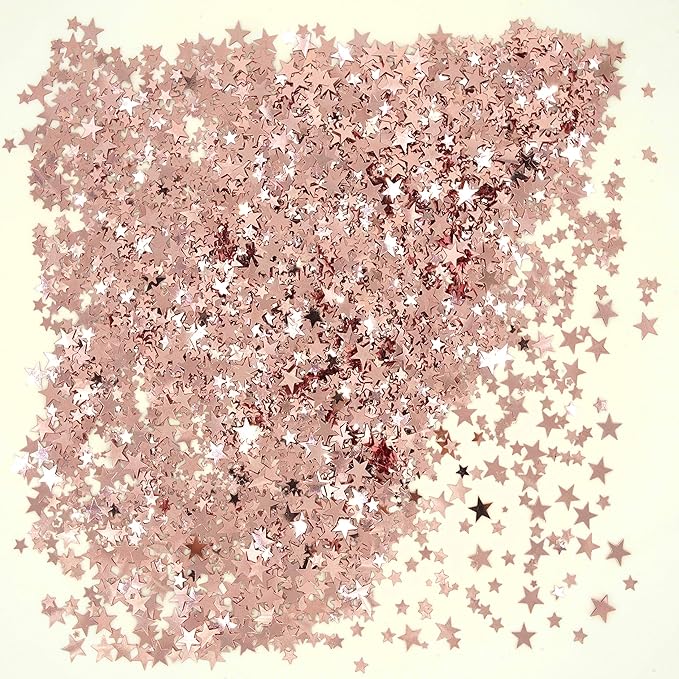 Rose Gold Party Twinkle Stars Table Confetti - Foil Metallic Sequins for Wedding, Bridal Shower, Bachelorette, Baby Shower, Birthday, Christmas Party Sprinkles Decorations, 60g