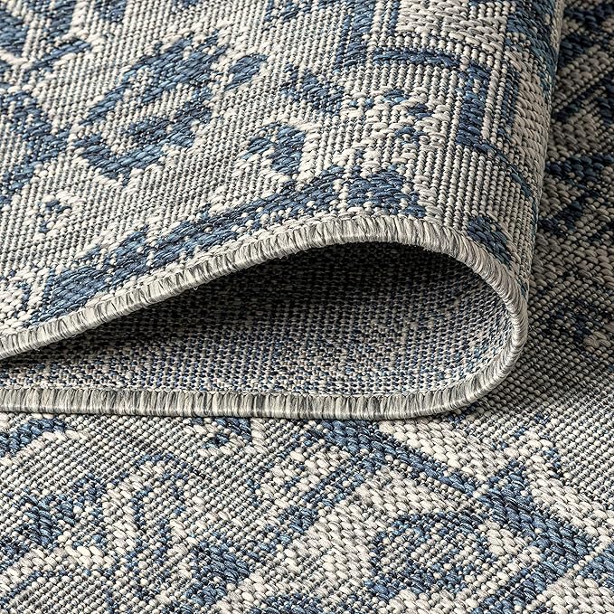 JONATHAN Y Boho Medallion Indoor Outdoor Area Rug 8X10 Navy/Gray, Estrella Textured Weave for Backyard, Patio, Porch, Easy-Cleaning, High Traffic, Pet-Friendly, Non-Shedding (SMB105B-8)
