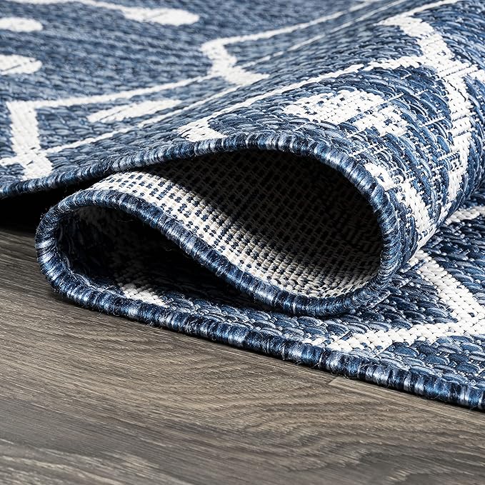 JONATHAN Y Tribal Bohemian Indoor Outdoor Runner Rug 2X10 Blue/Ivory, Nokat for Backyard, Patio, Porch, Easy-Cleaning, High Traffic, Pet-Friendly, Non-Shedding (SMB131C-210)