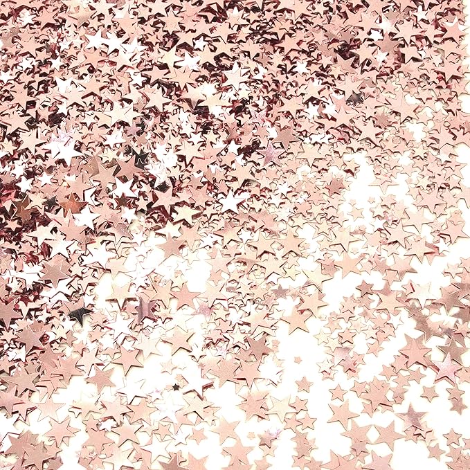 Rose Gold Party Twinkle Stars Table Confetti - Foil Metallic Sequins for Wedding, Bridal Shower, Bachelorette, Baby Shower, Birthday, Christmas Party Sprinkles Decorations, 60g