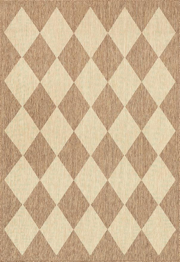 nuLOOM Outdoor Performance Collection Sabina Brown/Ivory, 9'6" x 12', Soft, High Traffic, Stain Resistant, Easy Clean, Durable Area Rug for Indoor/Outdoor Patio, Deck, Porch, Garden, Courtyard