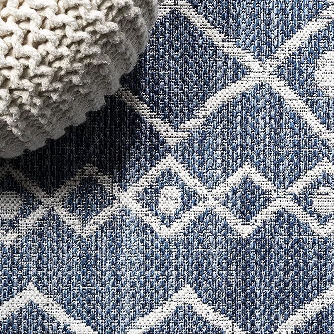 JONATHAN Y Tribal Bohemian Indoor Outdoor Runner Rug 2X10 Blue/Ivory, Nokat for Backyard, Patio, Porch, Easy-Cleaning, High Traffic, Pet-Friendly, Non-Shedding (SMB131C-210)