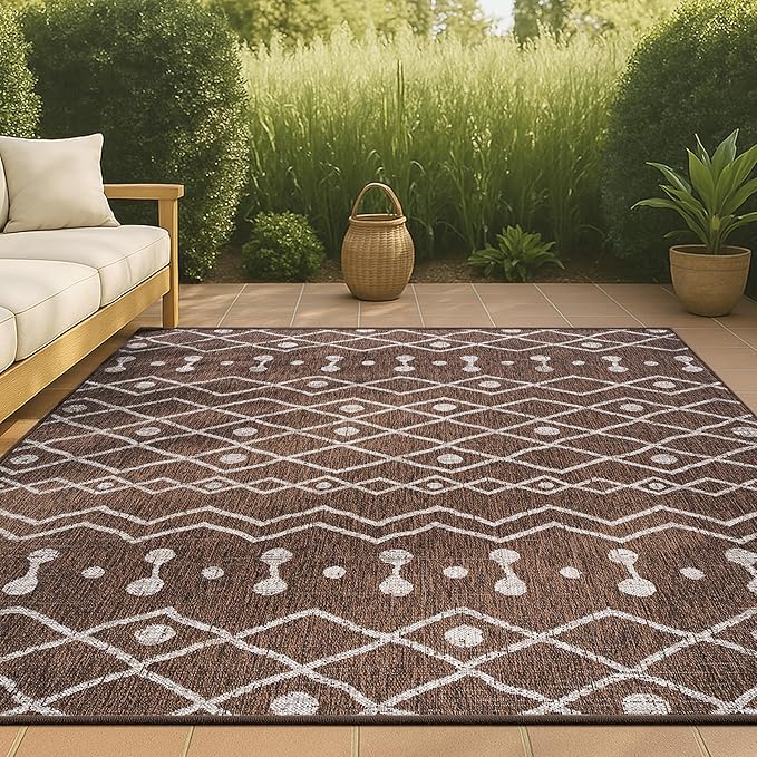 JONATHAN Y Tribal Bohemian Indoor Outdoor Area Rug 3X5 Brown/Beige, Nokat for Backyard, Patio, Porch, Easy-Cleaning, High Traffic, Pet-Friendly, Non-Shedding (SMB131B-3)