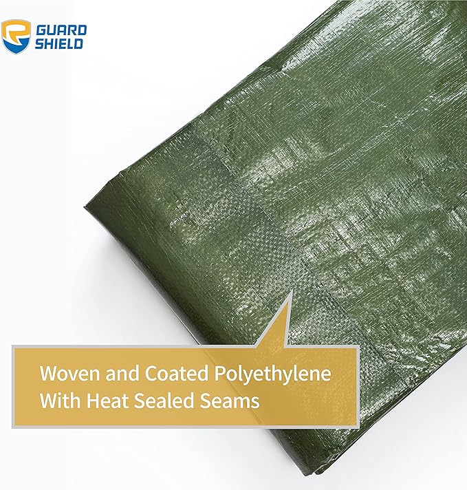 GUARD SHIELD Green Tarp Waterproof 12x12 Feet Medium Duty All Purpose Poly Tarps Cover 7mil