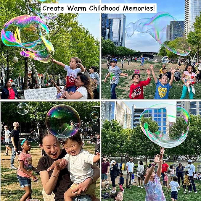 Bubbleventi Giant Bubble Kit | Made in USA | Includes 2 Wooden Wands, a Tips and Tricks Booklet, and 1 Bubble Mix - Makes 4 Gallons of Big Bubble Solution |Use at Birthdays and Family Fun