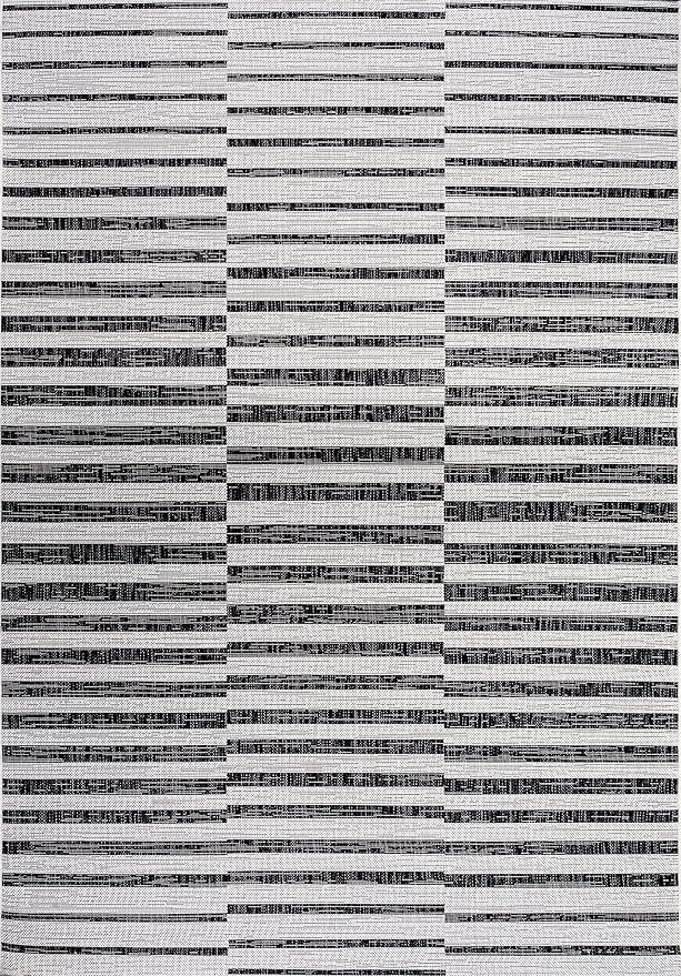 JONATHAN Y Offset Stripe Indoor Outdoor Area Rug 4X6 Ivory/Black, Sukie Modern for Backyard, Patio, Porch, Easy-Cleaning, High Traffic, Pet-Friendly, Non-Shedding (SMB133E-4)