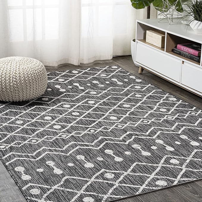JONATHAN Y Tribal Bohemian Indoor Outdoor Area Rug 3X5 Black/Ivory, Nokat for Backyard, Patio, Porch, Easy-Cleaning, High Traffic, Pet-Friendly, Non-Shedding (SMB131E-3)