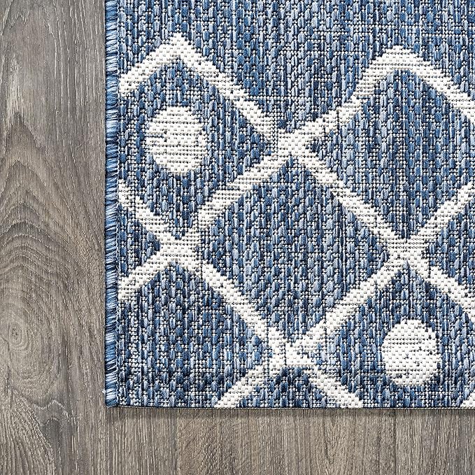 JONATHAN Y Tribal Bohemian Indoor Outdoor Runner Rug 2X10 Blue/Ivory, Nokat for Backyard, Patio, Porch, Easy-Cleaning, High Traffic, Pet-Friendly, Non-Shedding (SMB131C-210)