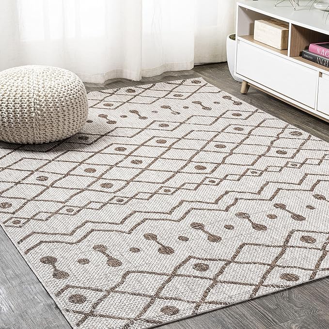 JONATHAN Y Tribal Bohemian Indoor Outdoor Area Rug 3X5 Beige/Brown, Nokat for Backyard, Patio, Porch, Easy-Cleaning, High Traffic, Pet-Friendly, Non-Shedding (SMB131A-3)