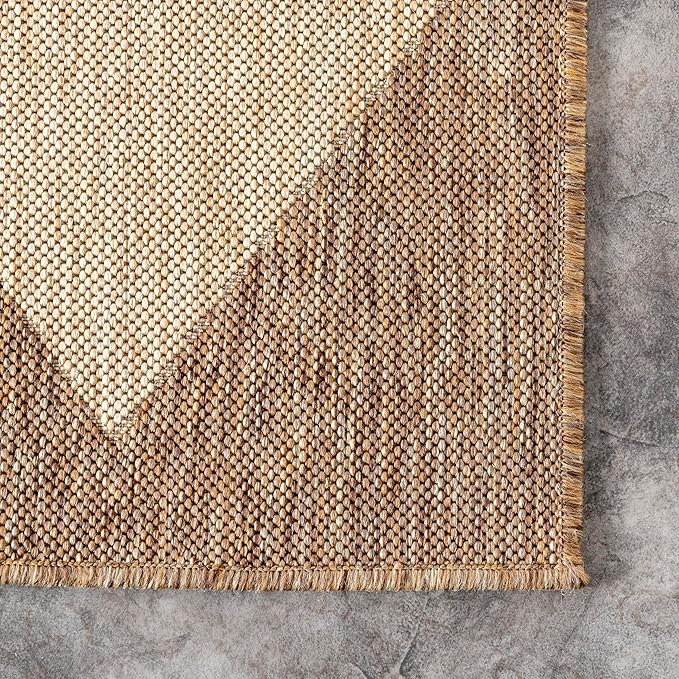 Nuloom Outdoor Performance Collection Sabina Brown/Ivory, 2' x 6', Soft and Cozy, High Traffic, Stain Resistant, Easy Clean, Durable Runner for Indoor/Outdoor Patio, Deck, Porch, Garden, Courtyard